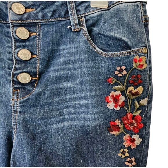 So Jeans Girls' Size 18 PLUS Floral Embroidery Button Fly Mildly Distressed - Picture 4 of 12